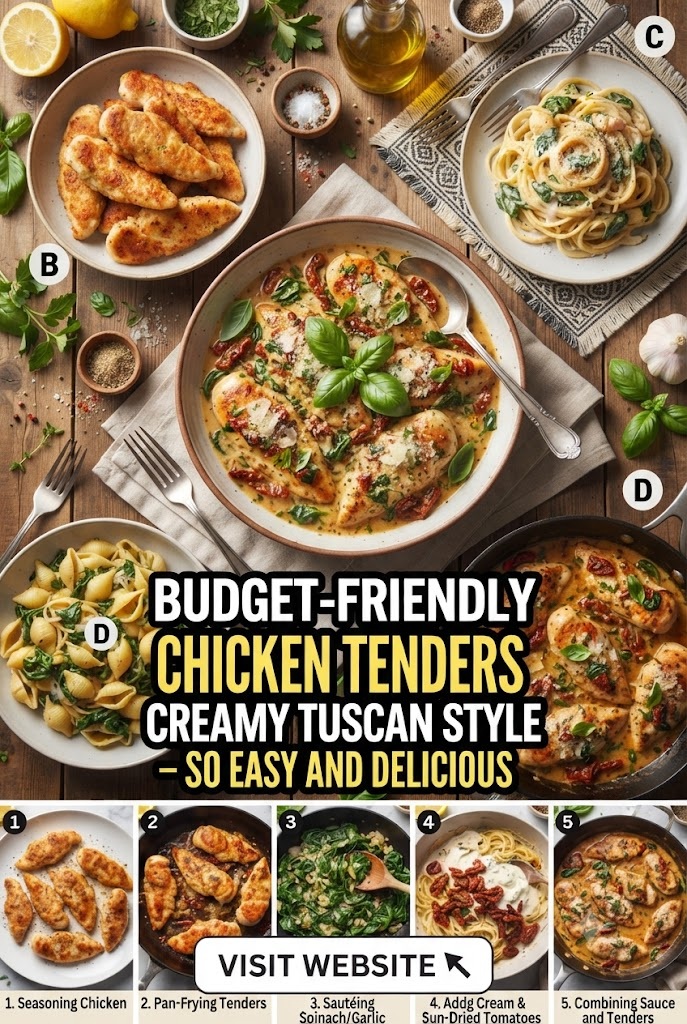 Budget-Friendly Chicken Tenders Creamy Tuscan Style – So Easy and Delicious