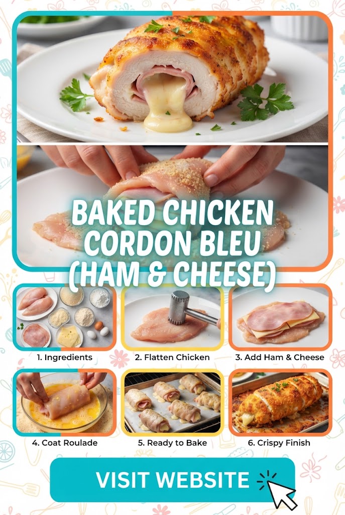 Baked Chicken Cordon Bleu (Ham Cheese)