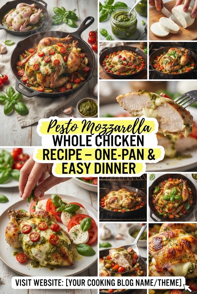 Pesto Mozzarella Whole Chicken Recipe – One-Pan and Easy Dinner